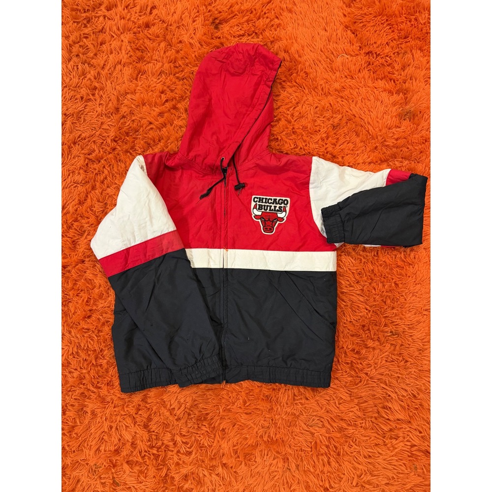Vintage Chalk Line Chicago Bulls Hooded Jacket Kids 18/20 Red Black White NBA